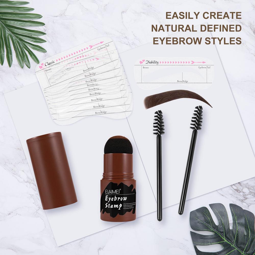 Eyebrow Stamp Reusable Natural Brow Powder Stencil Kit for Makeup