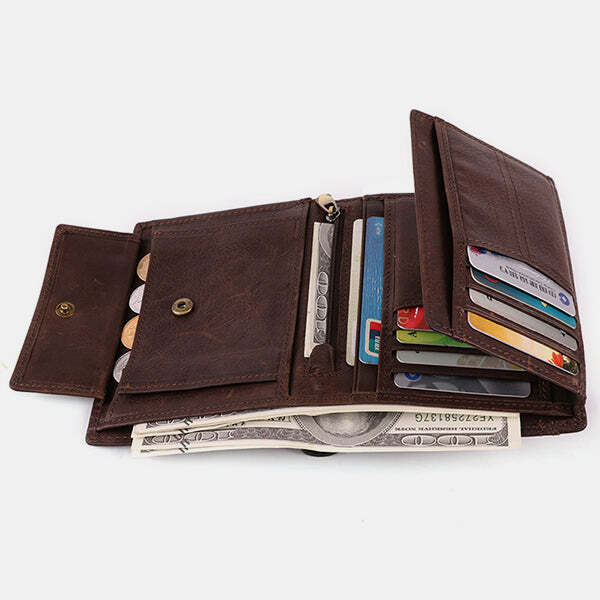 Retro RFID Multi-slot Leather Wallet