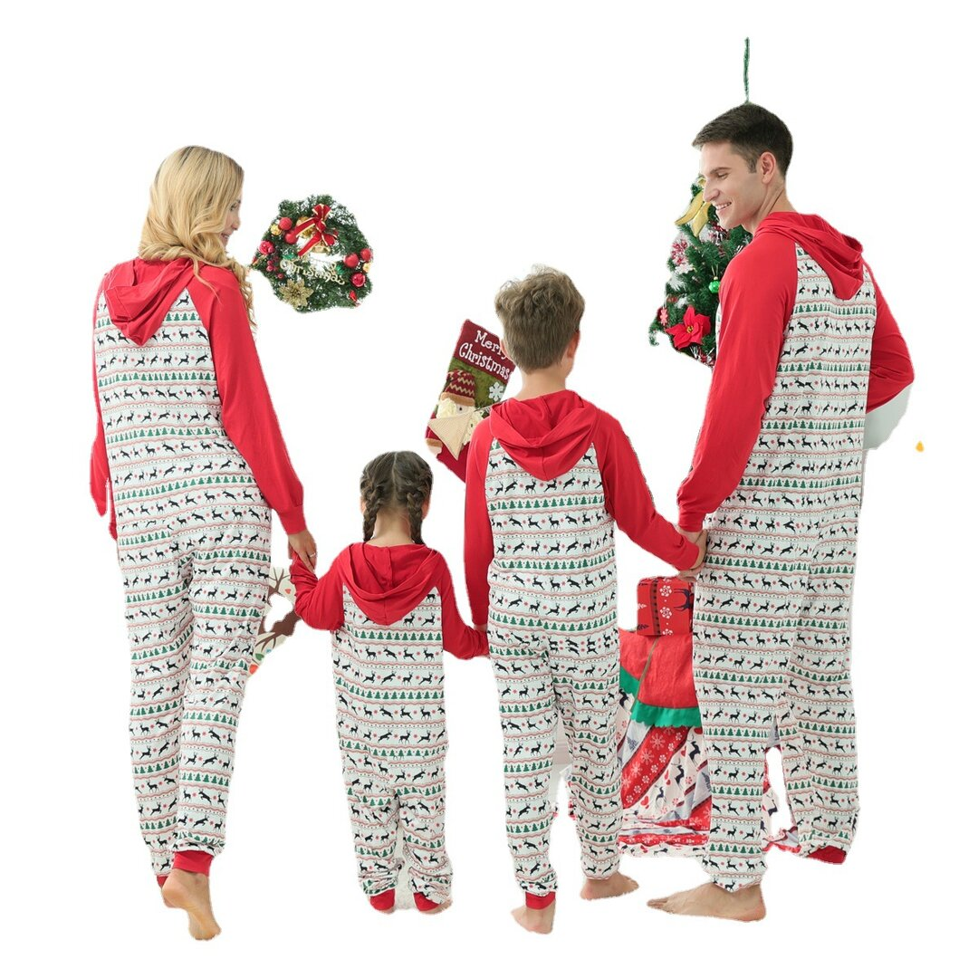 Christmas Family Matching Reindeer Print Onesie Pajamas Sets