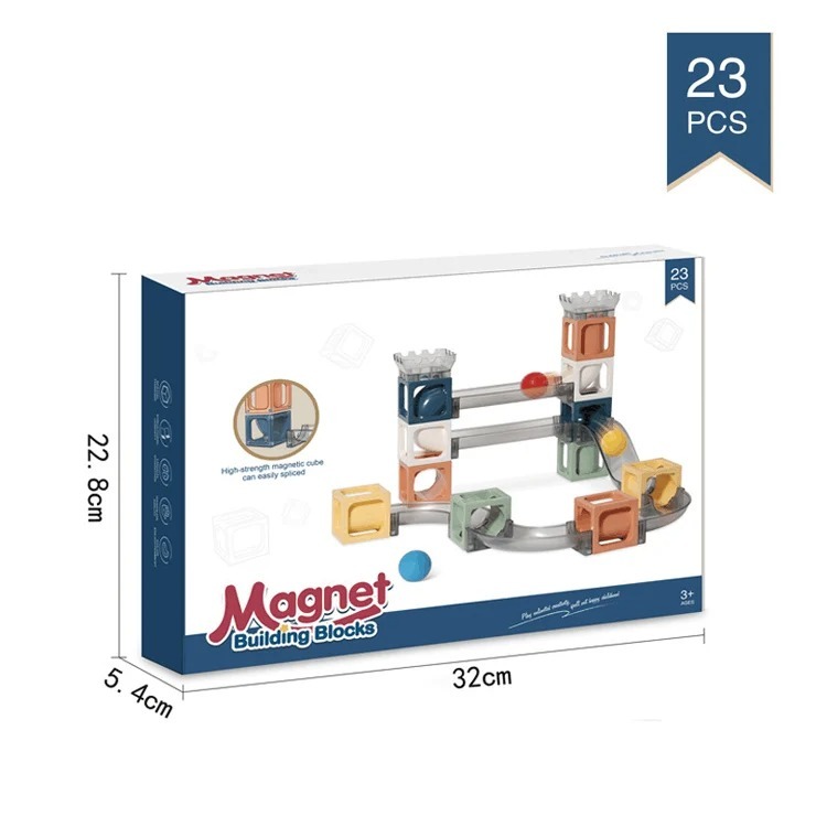 Magnetic Blocks Marble Run for 3-8 Year Old, Montessori Sensory Magnetic Cube Stacking Blocks Activity Toys for Toddlers