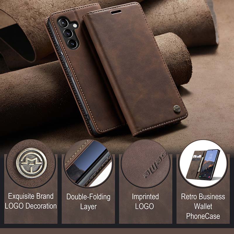 Luxury Leather Bracket Wallet Case For Galaxy A25
