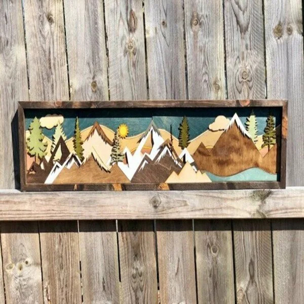 🌄🌄Handmade Wood Mountain Wall Art | Perfect Gift
