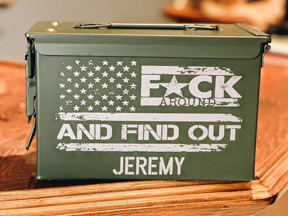 American Flag Engraved Military Ammo Box