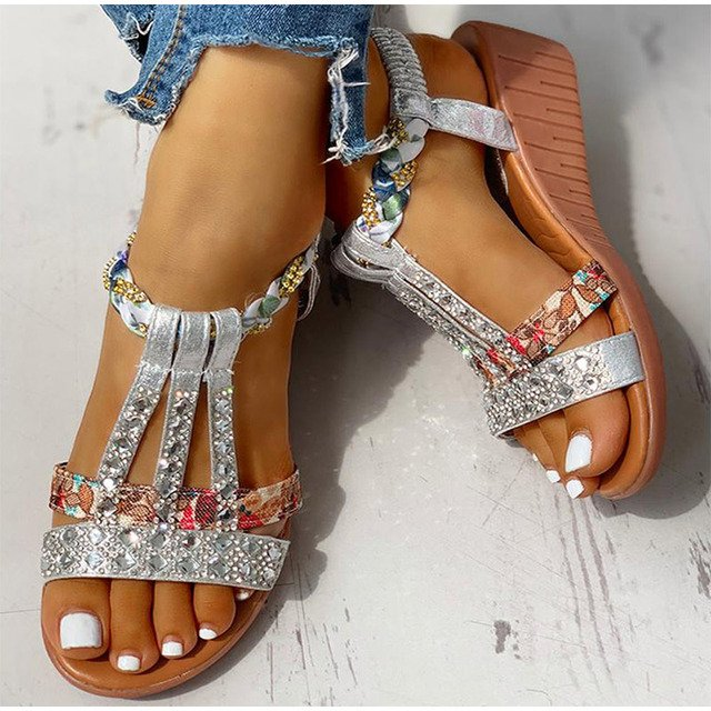 Summer Bohemia Platform Wedges Crystal Sandals