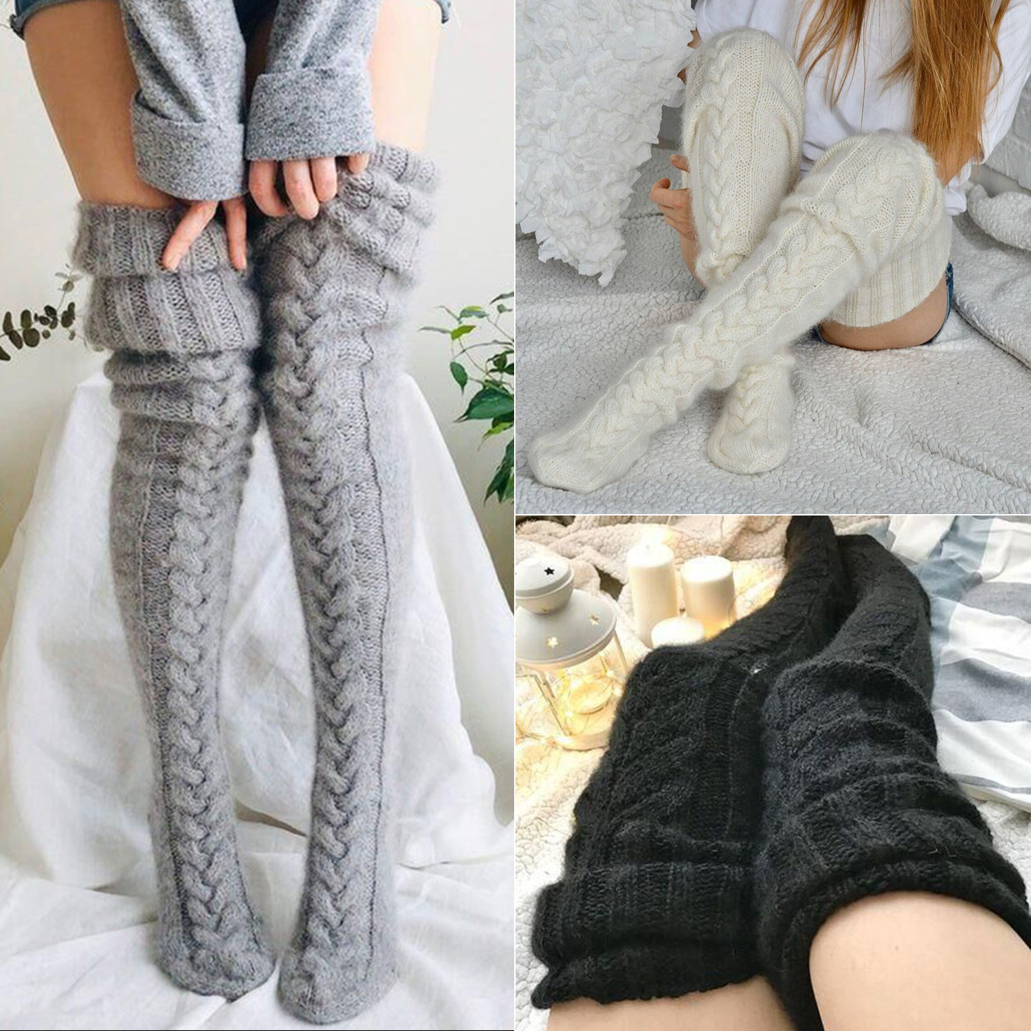 (🔥Early Christmas Sale- SAVE 48% OFF) Thick Slim Warm Knitted Stockings[free size] -BUY 3 GET 10% OFF & FREE SHIPPING