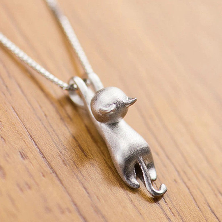 Cute Sterling Silver Cat Necklace