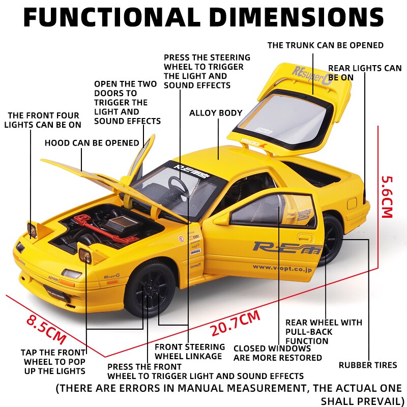1:24 Mazda RX-7 Infini FC3S Die-cast Car Model Simulation Vehicle