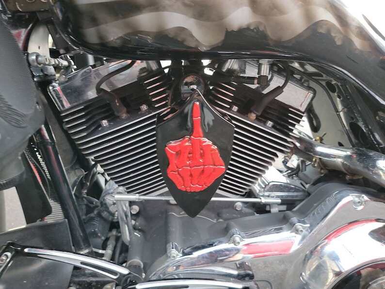 Harley Motorcycle Custom Side-mounted Horn Cover With 3D Middle Finger
