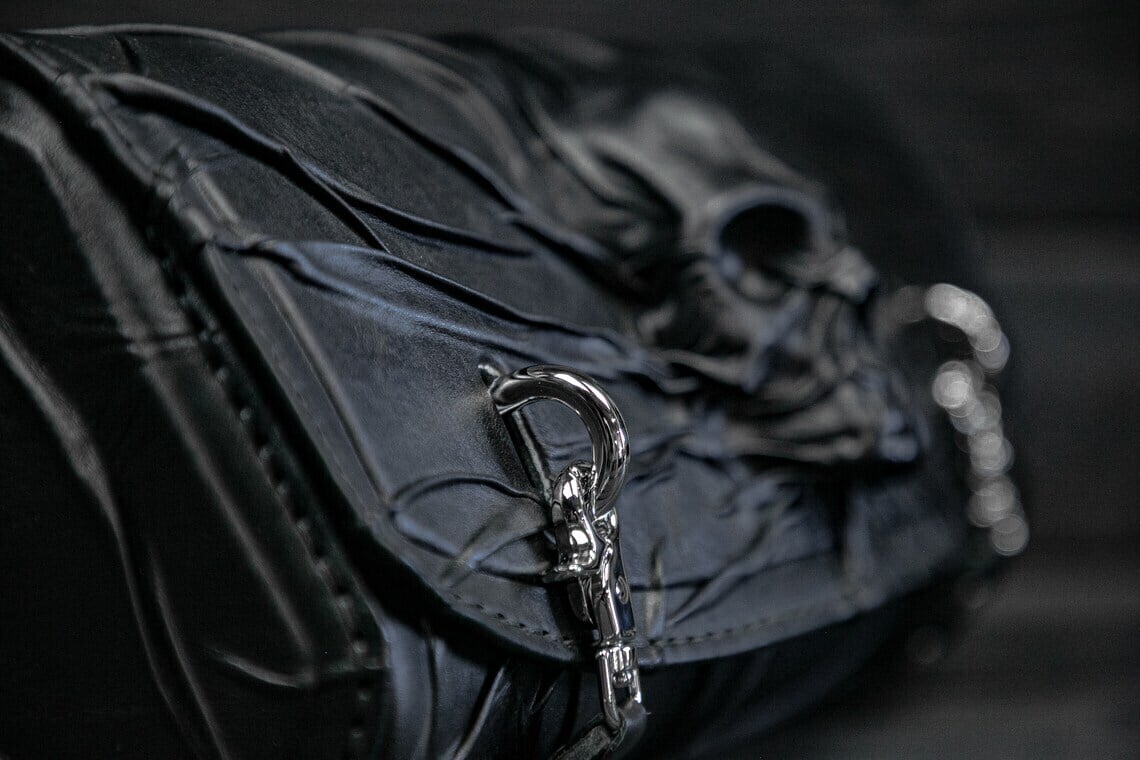 Black skull motorcycle forkbag