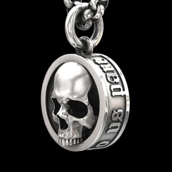Till Death Do Us Part Skull Sterling Silver Pendant