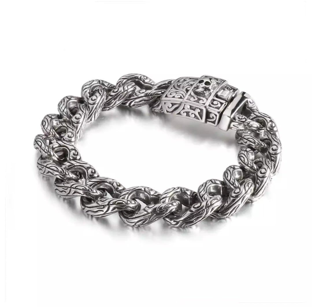 RETRO SILVER HARD SKULL -BRACELET