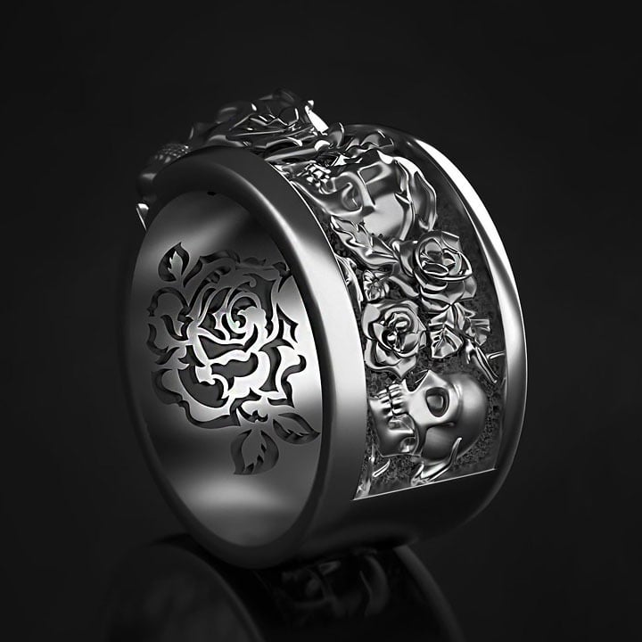 Roses Of Eternity Skull Thorns Rings