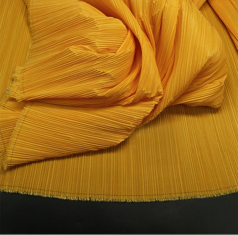 Apricot Yellow Allenic Pleated Decoration Printmaking Fabric