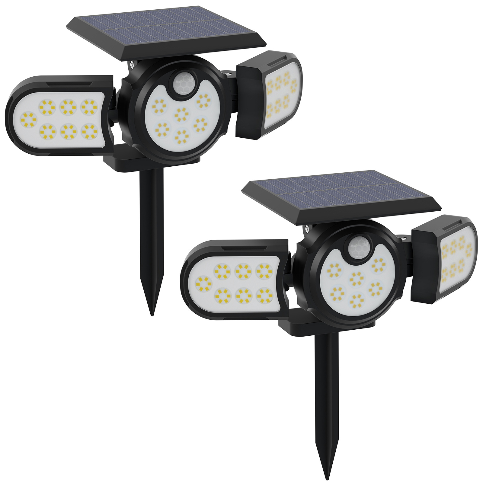 Solar Lights Outdoor, 120 LED Motion Sensor Outdoor Lights 3 Adjustable Heads 270° Wide Angle Illumination IP65 Waterproof for Garden, Yard, Flood, Garage & Patio