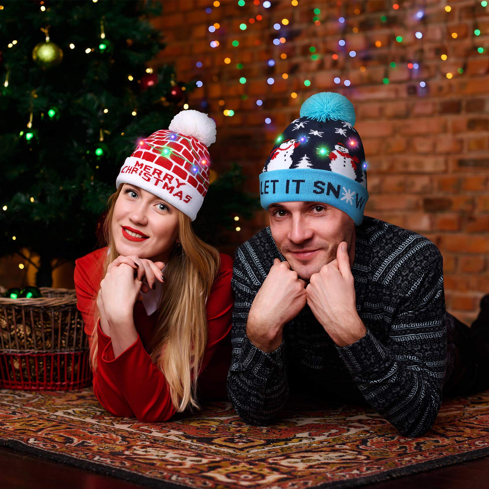 🌲Christmas Big Sale-50% OFF⚡LED Light Up Christmas Beanie