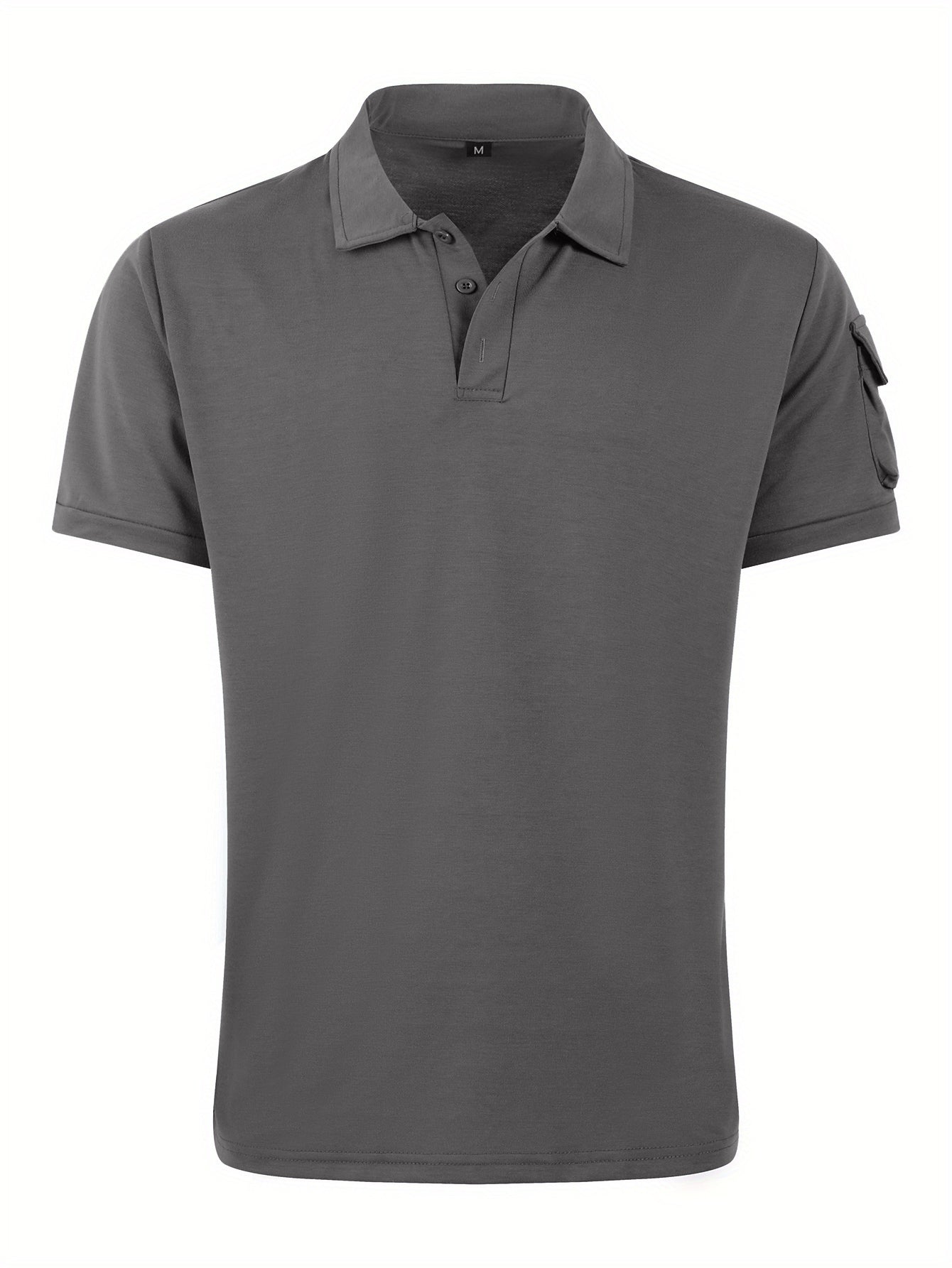 Men's Basic Solid Color Pocket Classic Short Sleeve Polo Shirt