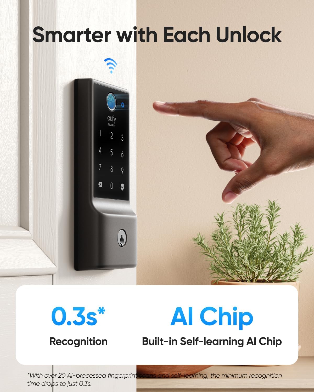eufy Security Smart Lock Fingerprint Keyless Entry Door Lock Built-in Wi-Fi App Remote Control