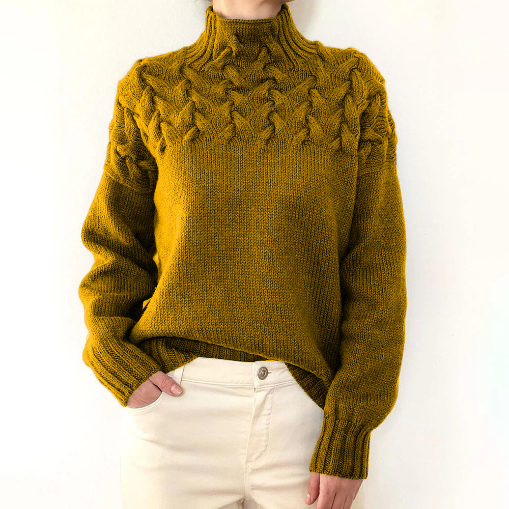 Women's knitted turtleneck long sleeve sweater