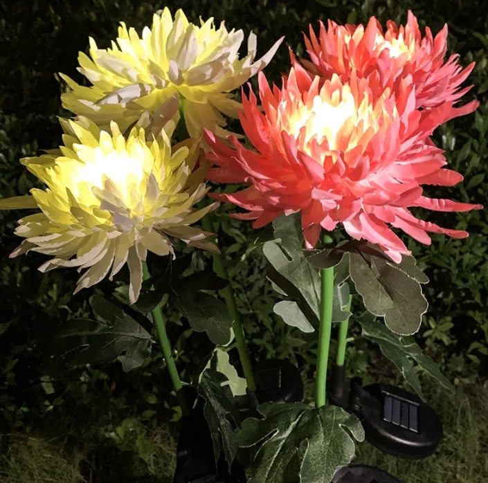 (🔥Last Day Clearance Sale-SAVE 50% OFF) Artificial Chrysanthemum Solar Garden Stake Lights-BUY 2 SETS FREE SHIPPING
