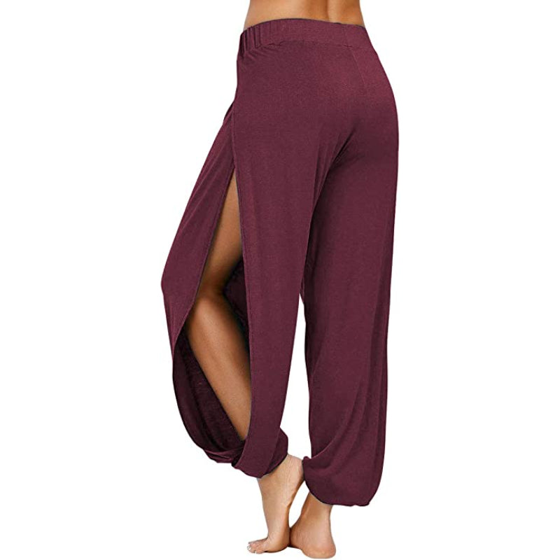Women's Yoga Harem Pants Side Slit Joggers Workout Sweatpants