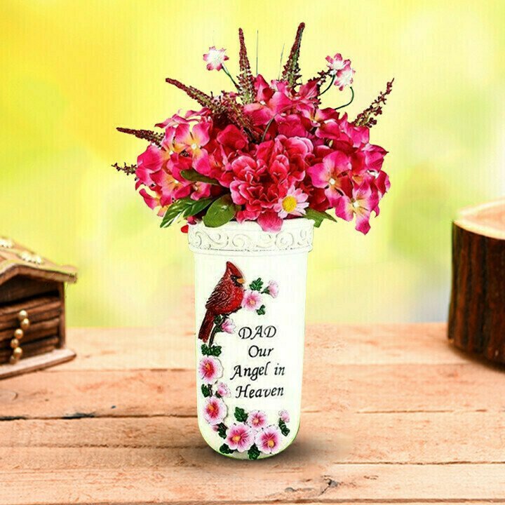 Memorial Flower Vase Stake Grave Cemetery Marker Beloved Departed Yard Decor