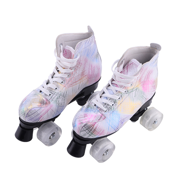 Chicinskates White Feather Double Roller Skates