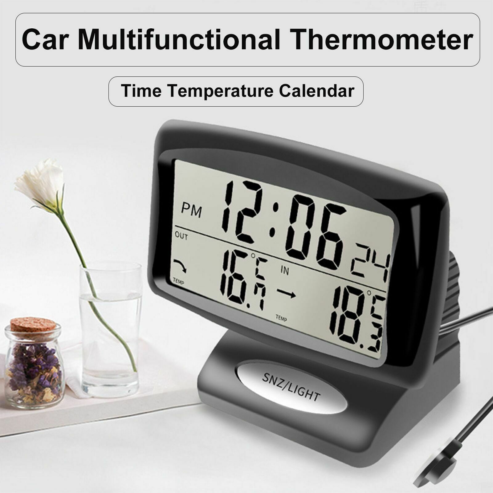 Car Digital Compass With Clock In/Out Thermometer Calendar Function Luminous New