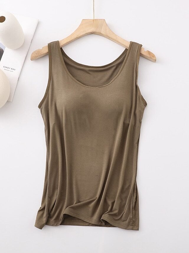 Women's Tank Top with Built-In Bra, Sleeveless Casual Basic Round Neck Regular - 10-Piece Sets🔥PLUS SIZE