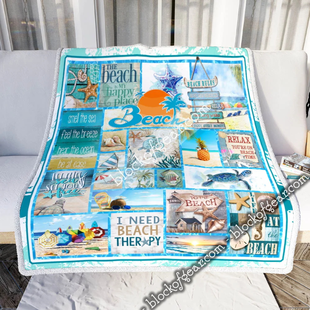 The Beach Is My Happy Place Sofa Throw Blanket Blanket