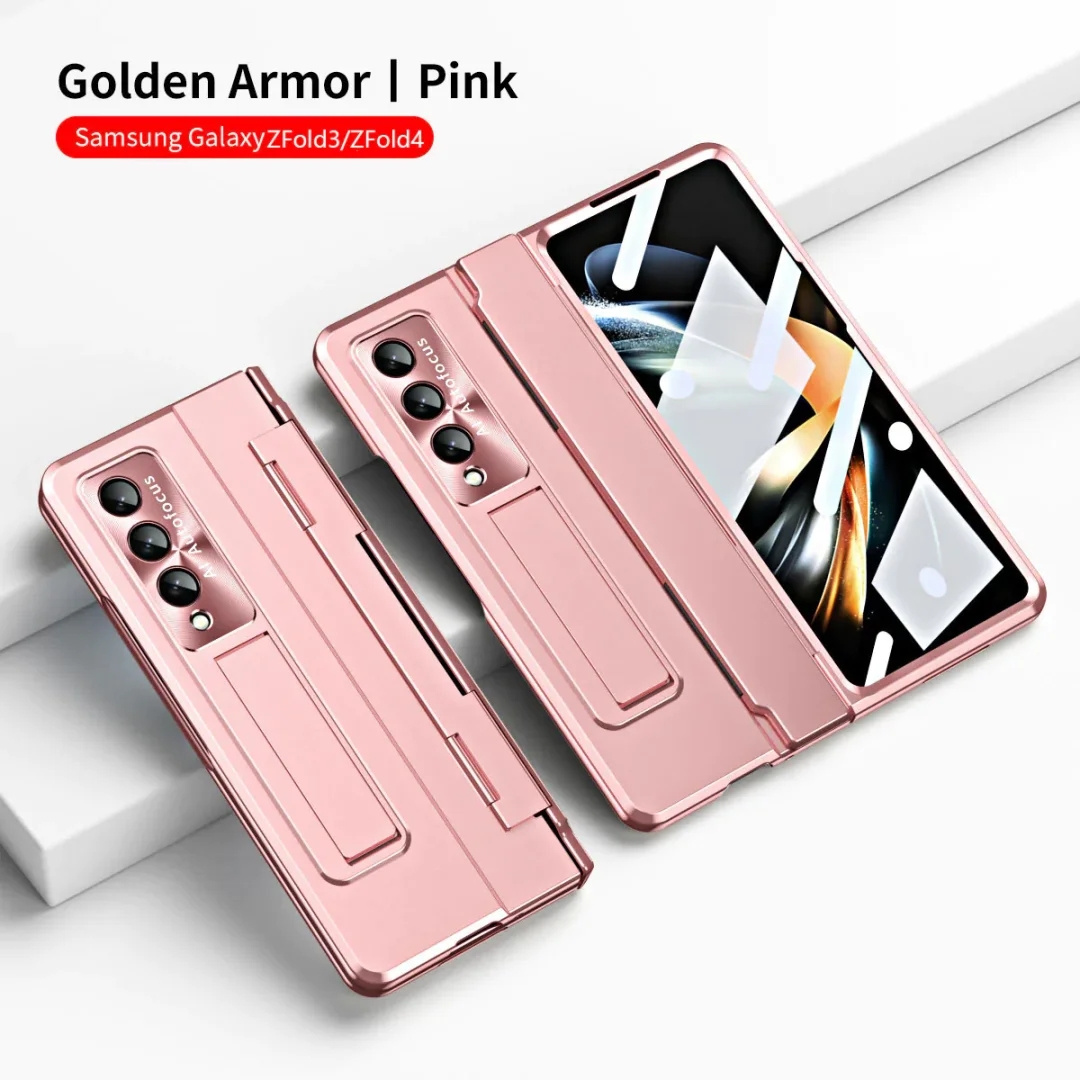 Applicable To Samsung Zfold3/Zfold4 Flat Hinge Folding Electroplated Lens Film Phone Case