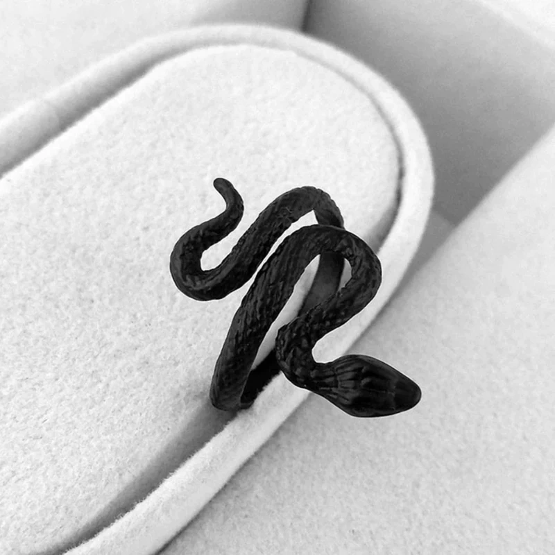 VINTAGE SILVER PLATED RATTLESNAKE ADJUSTABLE GOTHIC RINGS