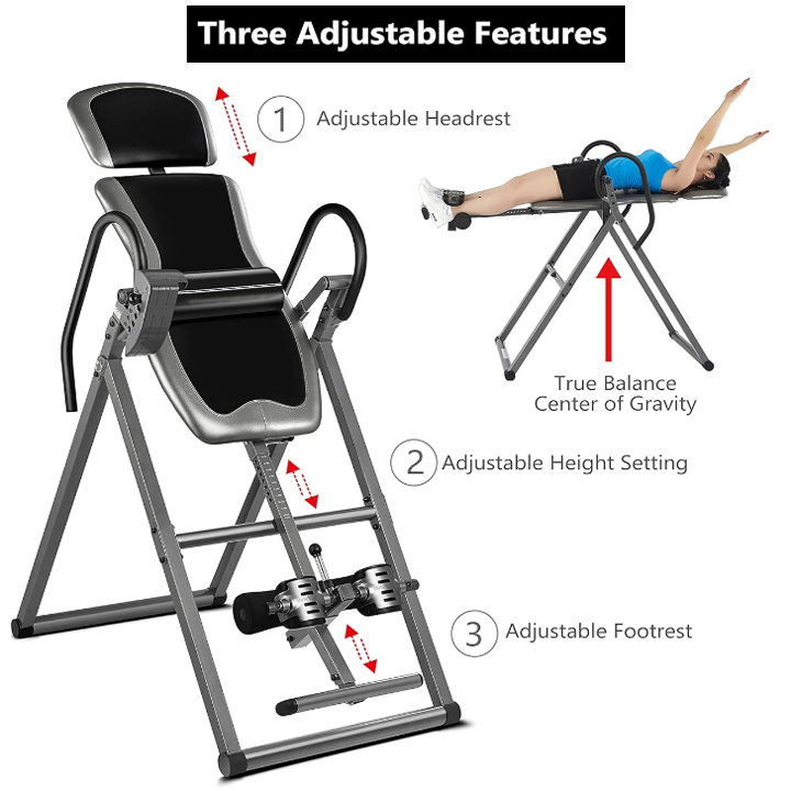 $23.95🔥Last day clearance💝Heavy Duty Inversion Table with Adjustable Headrest｜Reversible Ankle Holders｜300 lb Weight Capacity