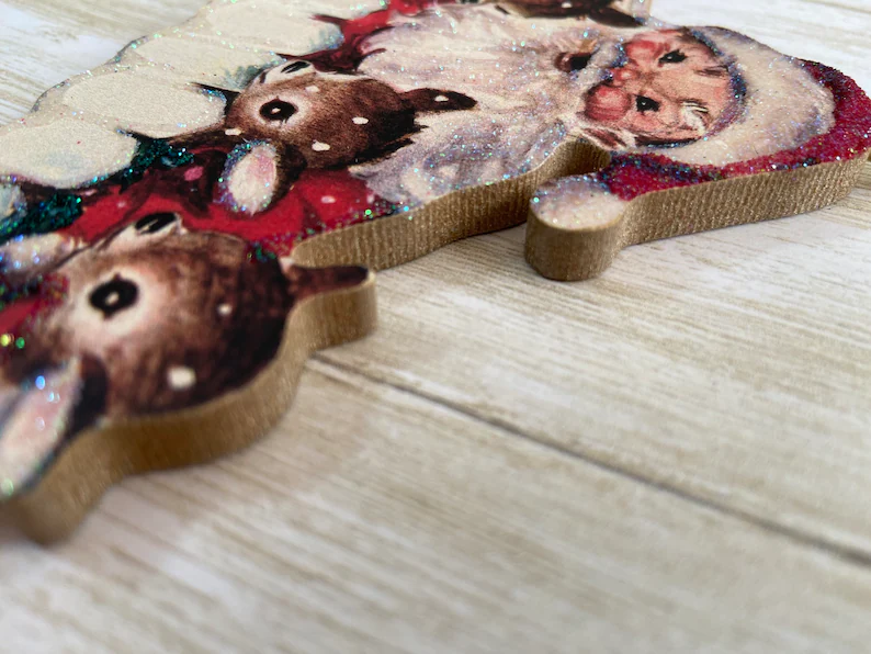 Santa & Little Reindeer- Christmas Ornament
