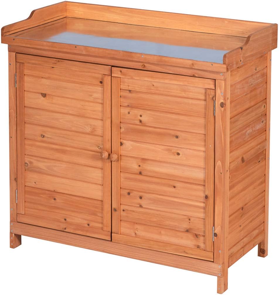 GDLF Outdoor Garden Patio Wooden Storage Cabinet Furniture Waterproof Tool Shed