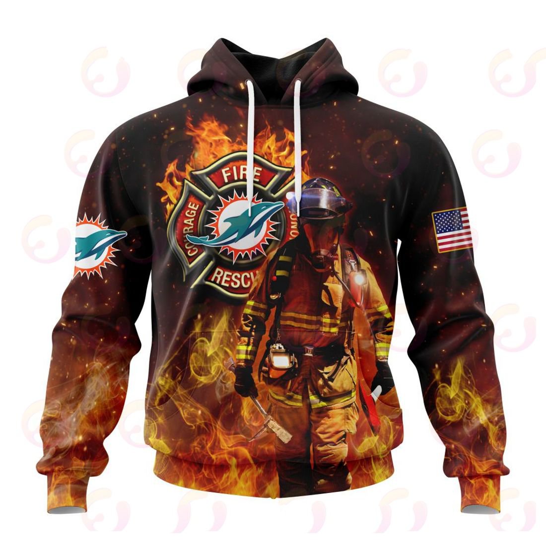 MIAMI DOLPHINS HONOR FIREFIGHTERS – FIRST RESPONDERS 3D HOODIE