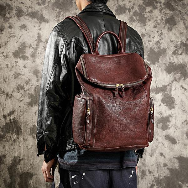 Chicinskates Leather Large-Capacity Retro Handmade Travel Backpack