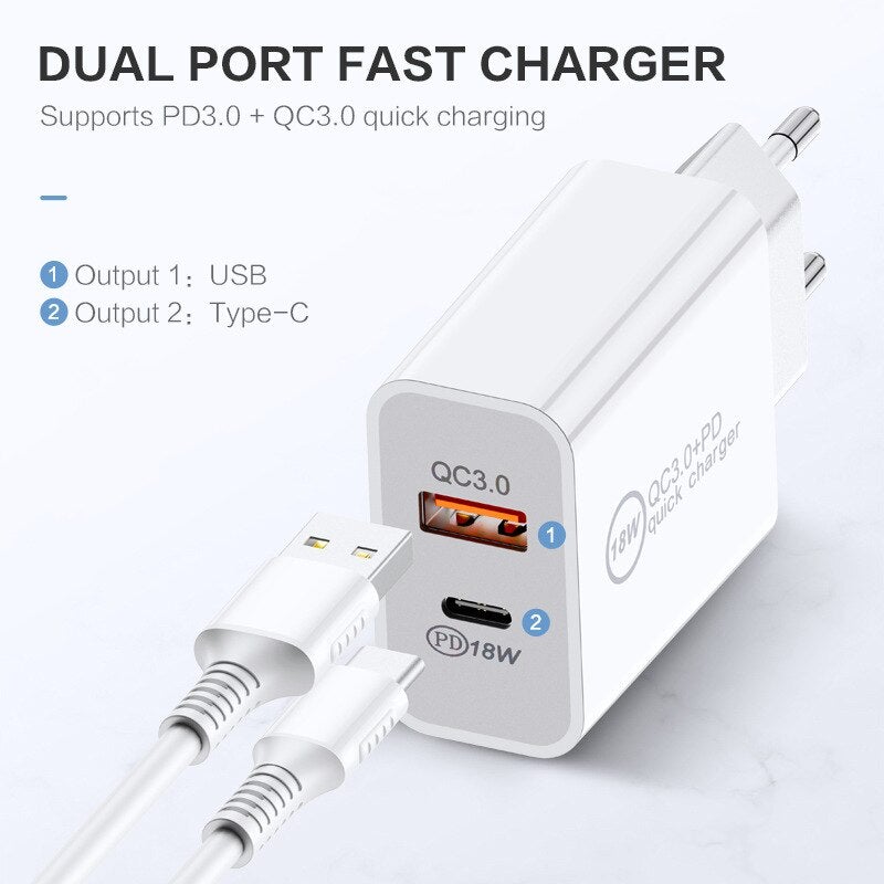 Dual USB/PD 20W/18W Power Adapter