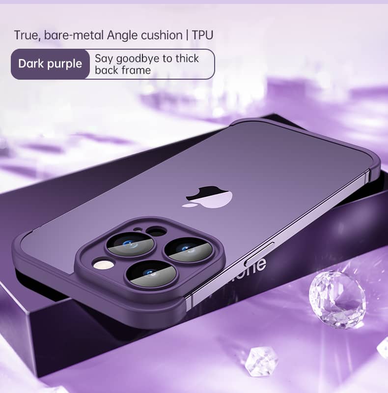 Four Corner Anti-fall Rimless Sticker Case Cover For iPhone