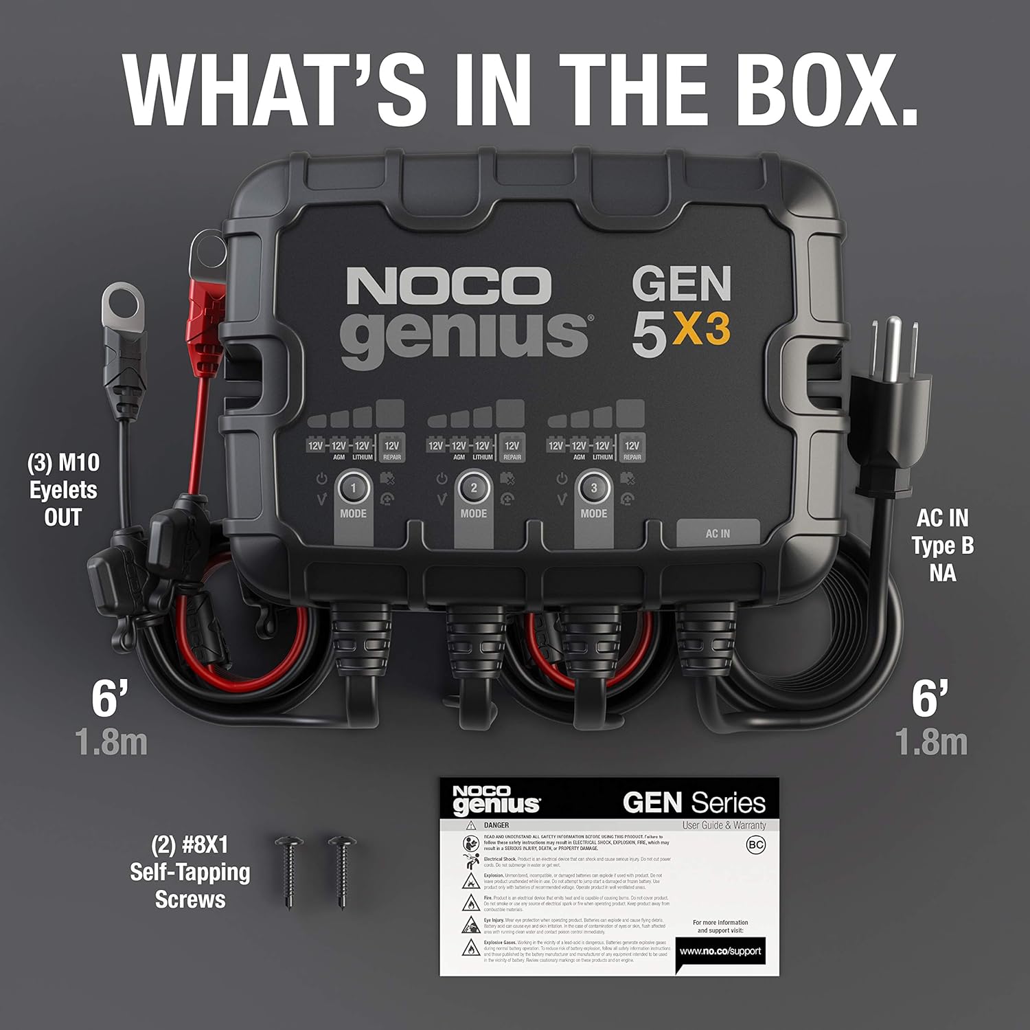 NOCO Genius 3 Bank 15A 12V Onboard Battery Charger