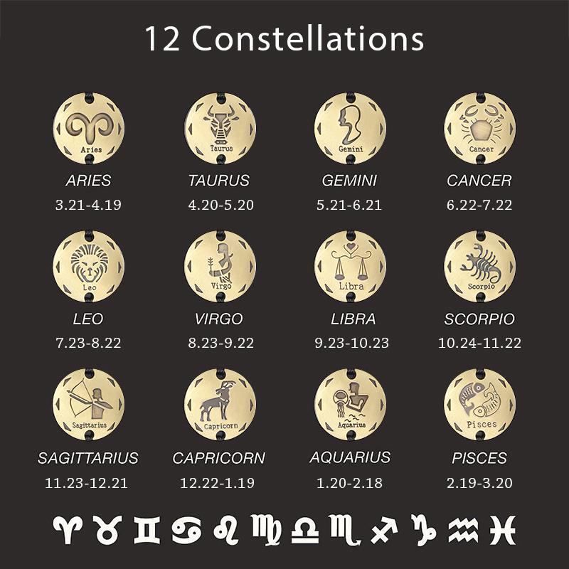 Vintage 12 Constellations Leather Bracelet