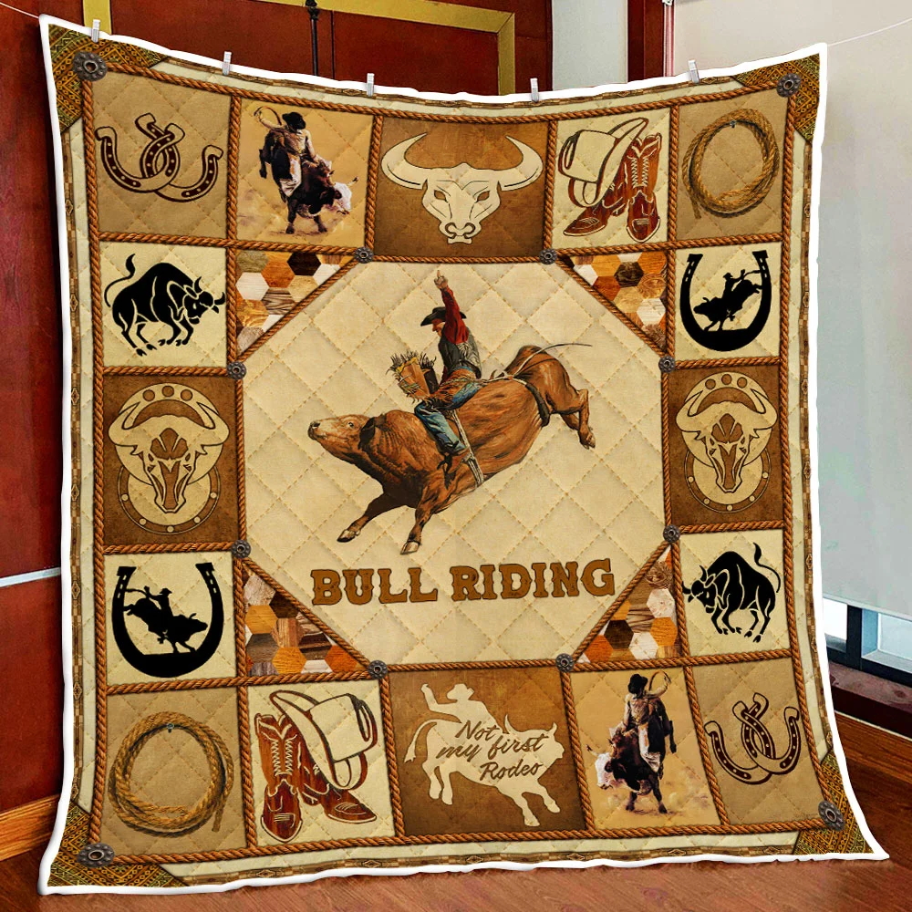 Bull Riding Quilt Blanket