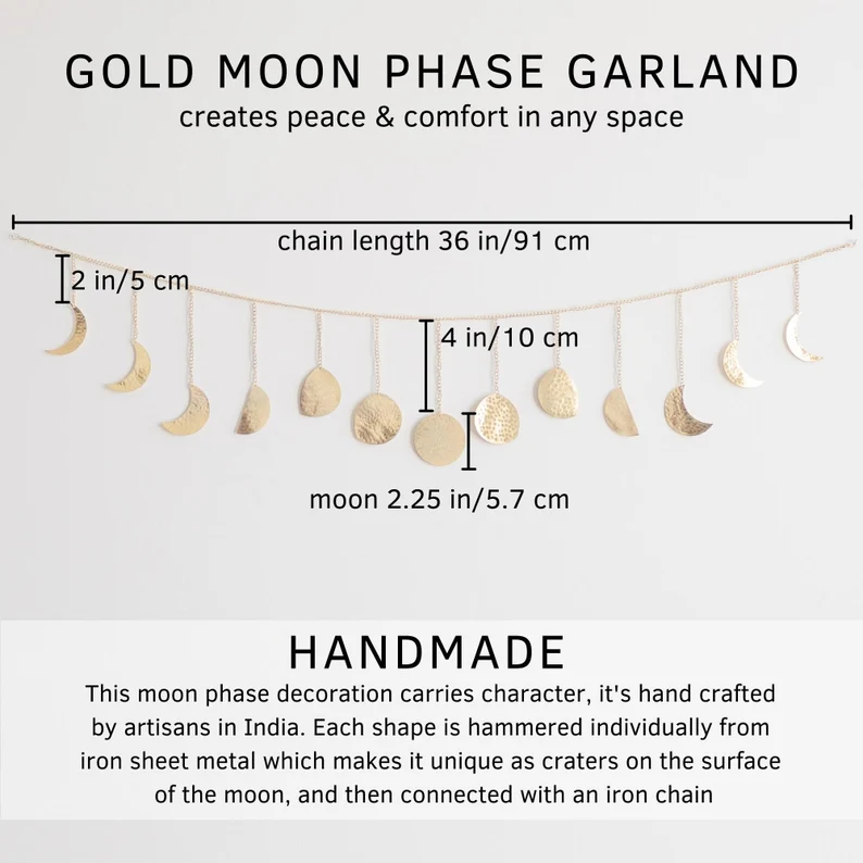 Moon Phase Gold Garland Decor