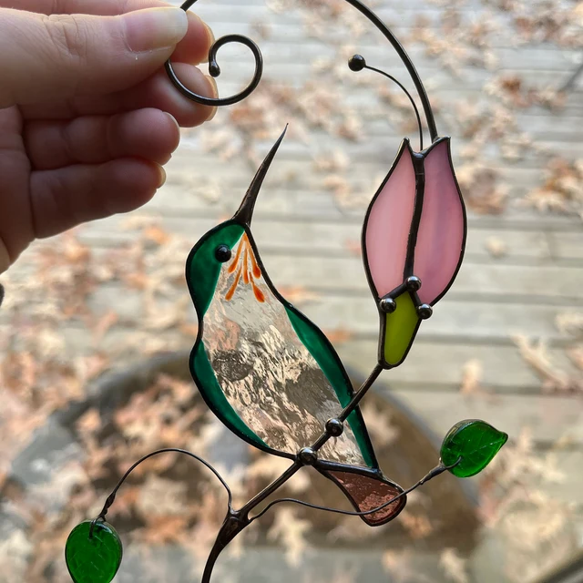 🐦Hot Sale🔥-Stained Glass Hummingbird Suncatcher