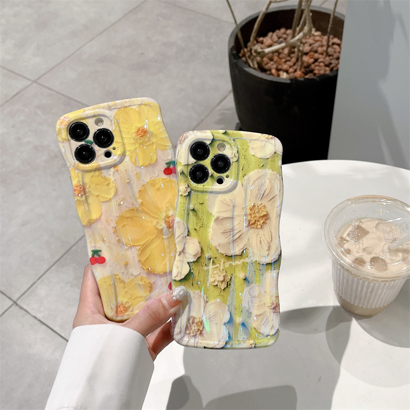 (Hot Sale)For iPhone Colorful Sunflower Oil Painting Exquisite Phone Case