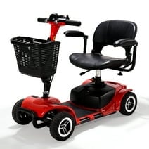 4 Wheel Electric Folding Travel Mobility Scooter with Basket and Extended Battery