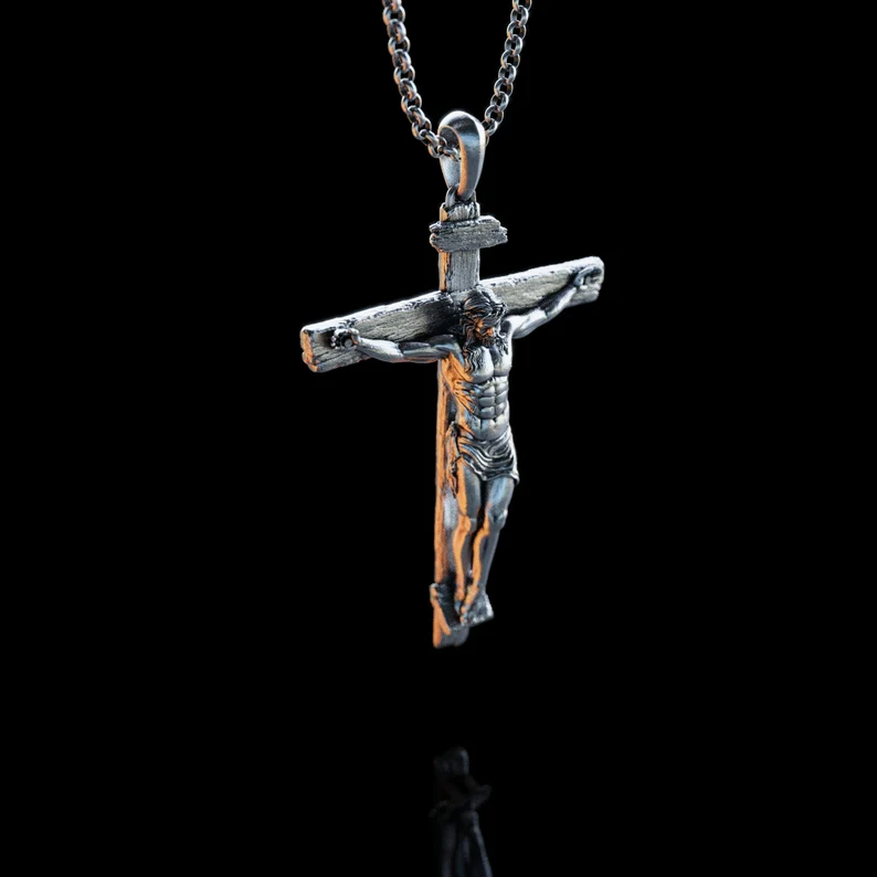 Handmade Sterling silver Jesus Crucifix Necklace