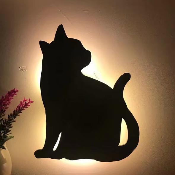 3D Cute Cat Pattern Sound Control Projection Light