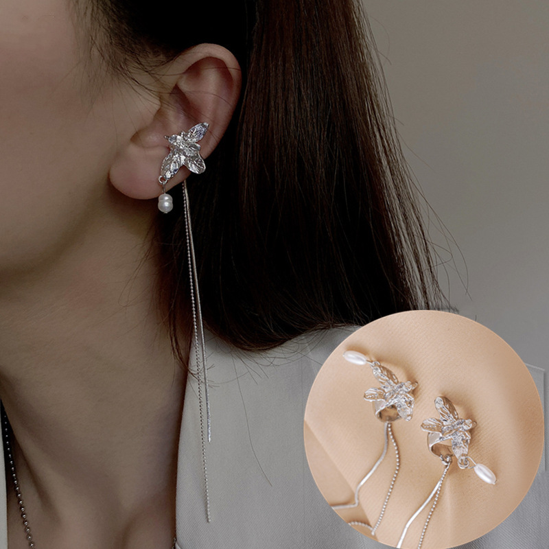 （New IN）Zirconia tassel ear clips