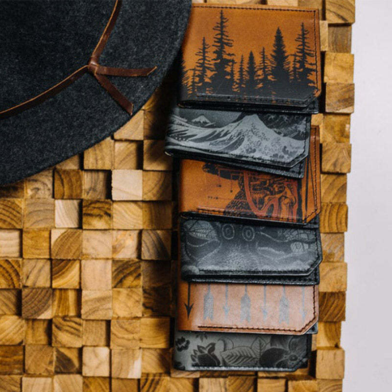 Men's Leather Wallet PU Leather Bifold Waves Printed Wallet