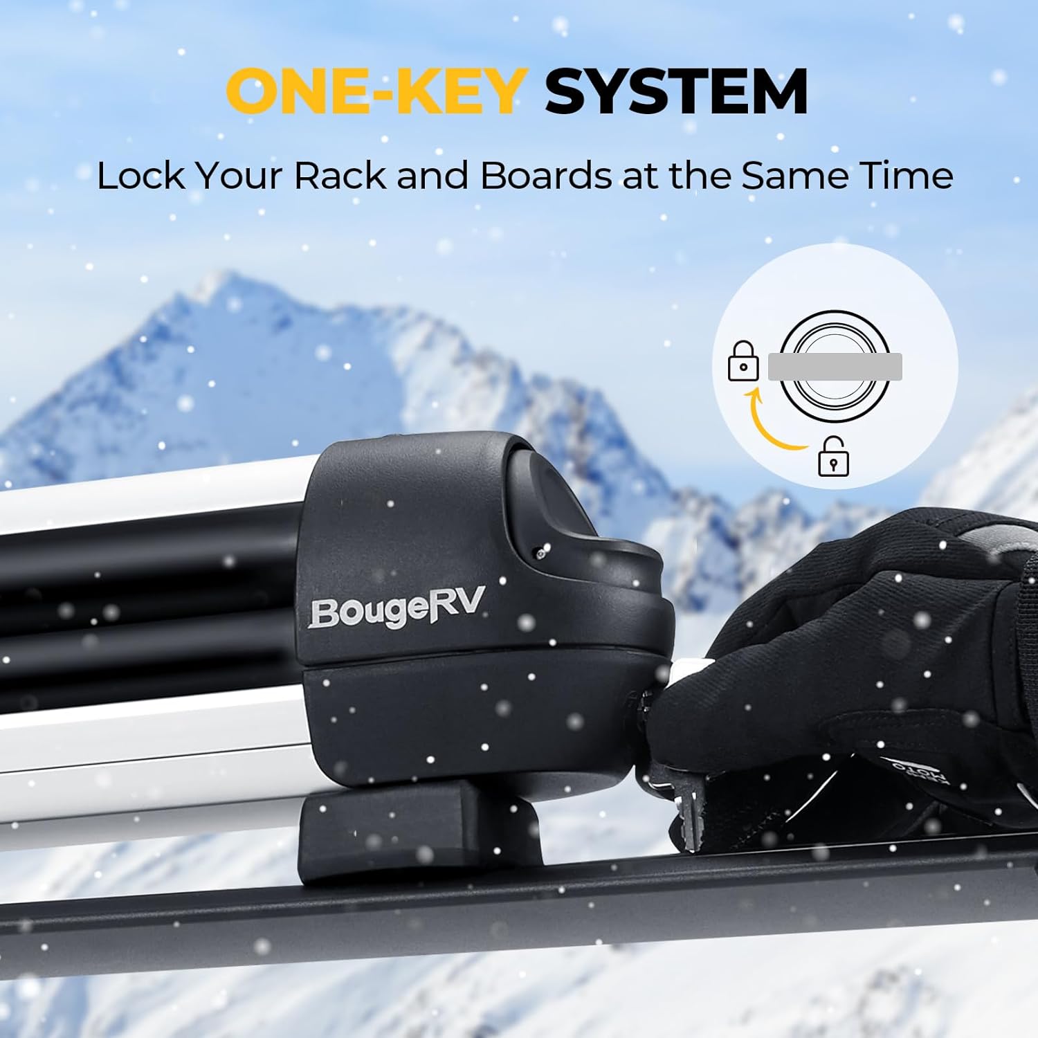 BougeRV Ski And Snowboard Racks Lockable Extension with Sliding Feature